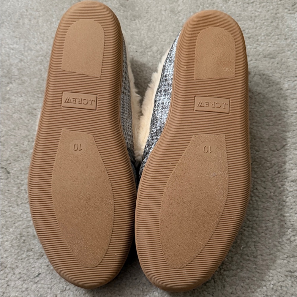J. Crew Metallic Gray Slippers with Cream Lining - Picture 2 of 8